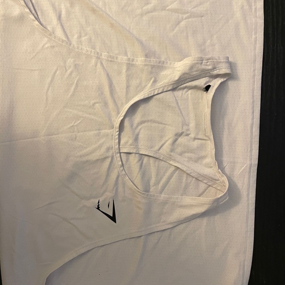 Gymshark Stringer All White with Black Logo size Large